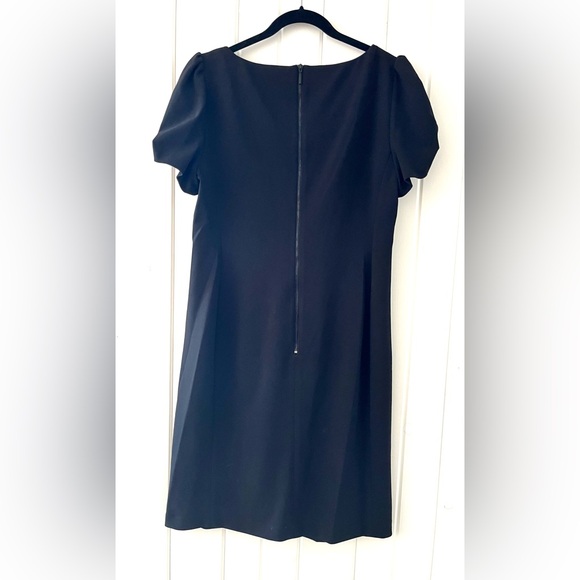 Karl Lagerfeld Black Puff-Sleeve Side-Pleated Dress, Sz 16 (P2P 20”) - Picture 8 of 9